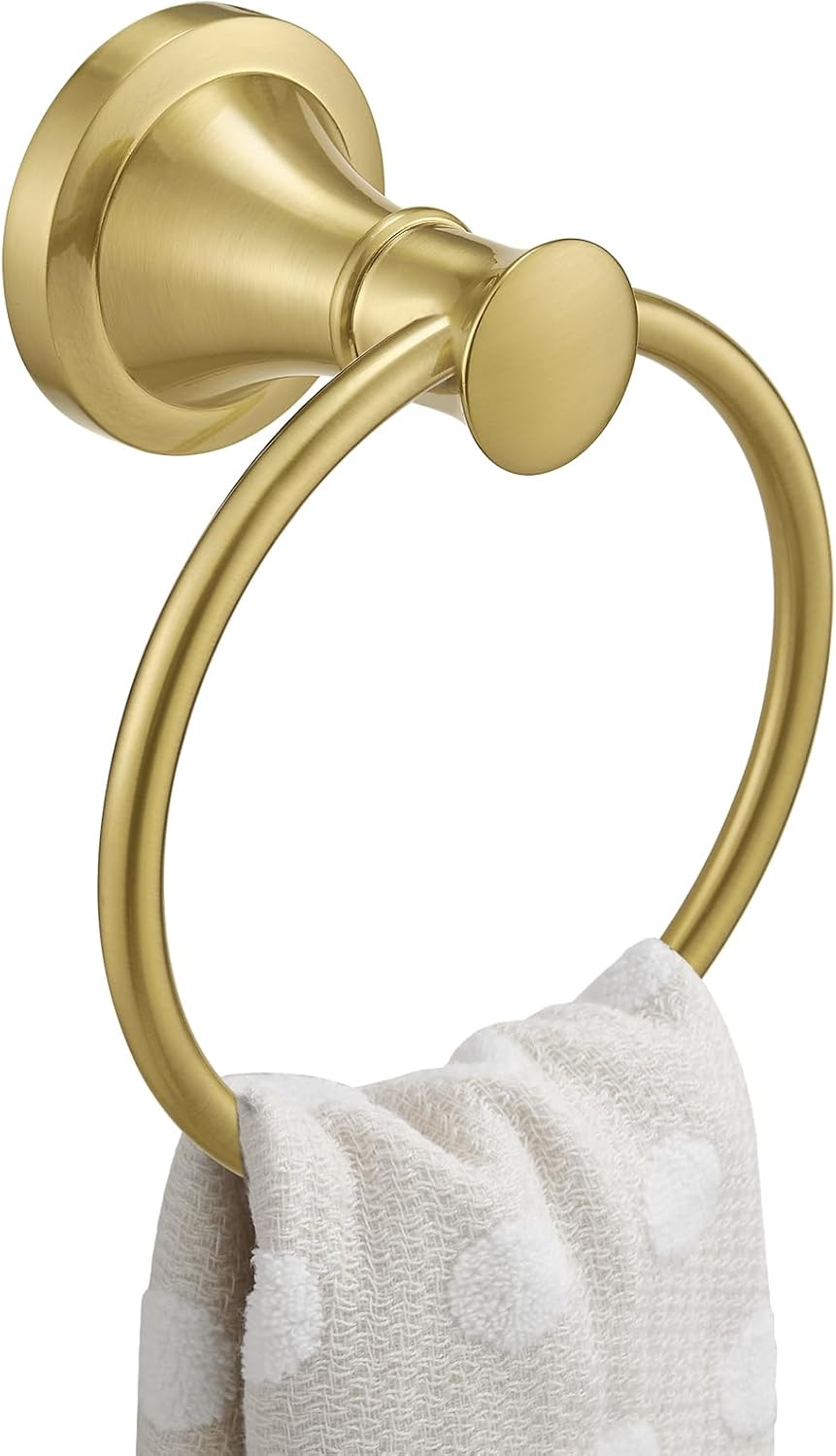 BESy Brushed Gold Towel Ring Rustproof Stainless Steel Bathroom Hardware Accessory