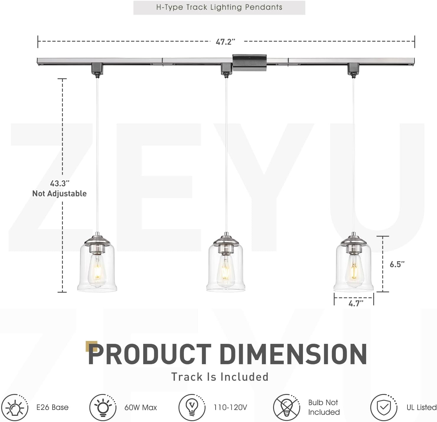 Zeyu 3 Light H Track Pendant Light Fixtures 1
