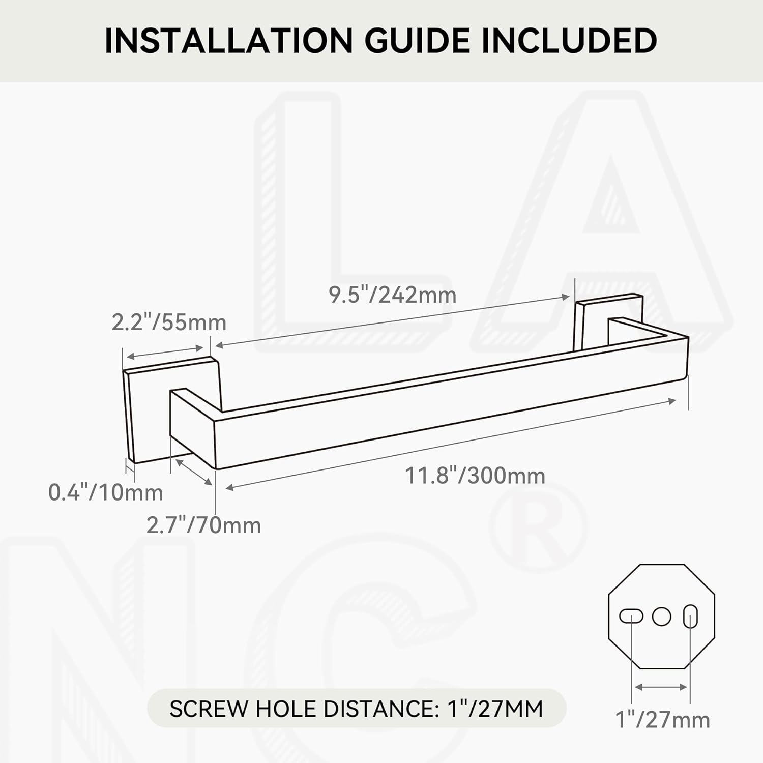 12-Inch Matte Black Stainless Steel Towel Bar
