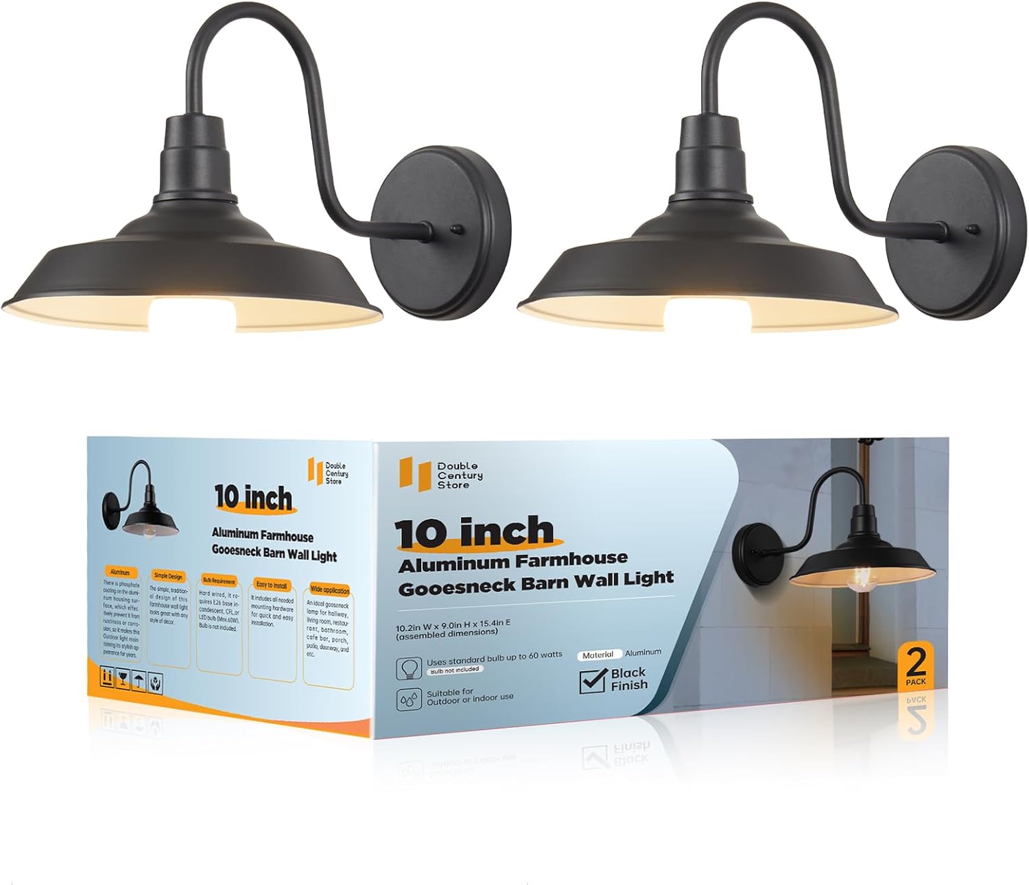 Double Century 2-Pack Barn Light Outdoor Wall Sconce