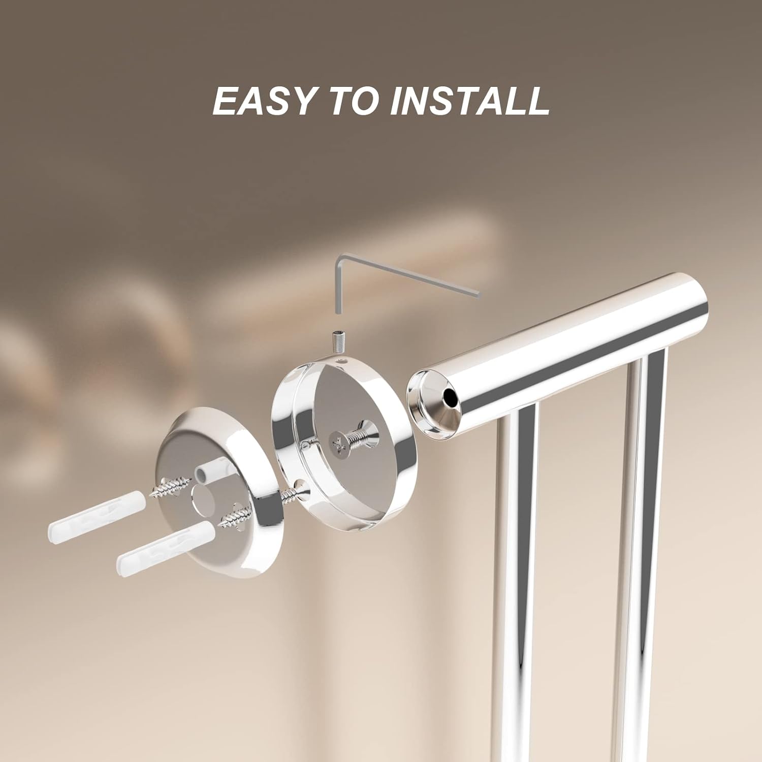 Adjustable Double Towel Bar 16-276 Inch with Hooks