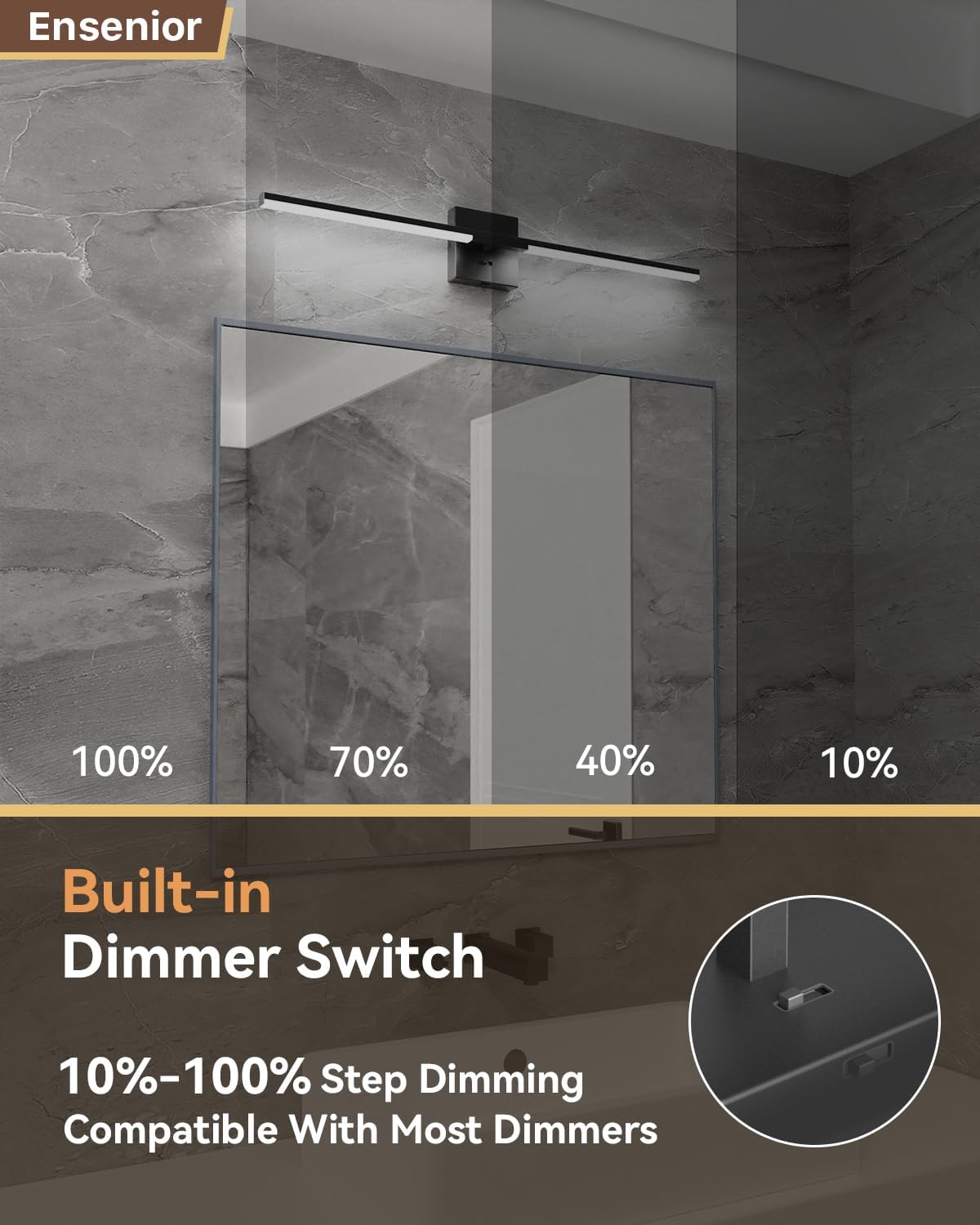 Ensenior 32 Inch Dimmable Bathroom Vanity Light with 5CCT