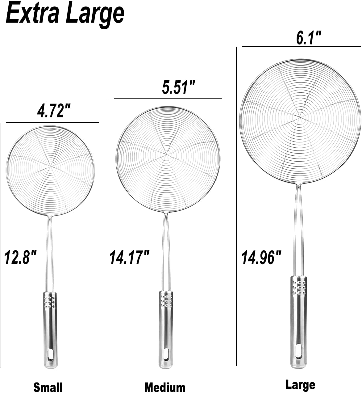 Fancymay 3-Piece Stainless Steel Spider Strainer Set