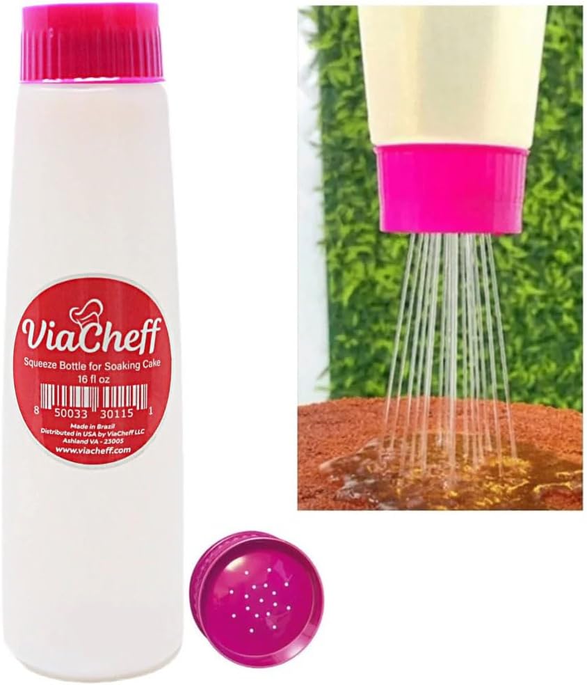 ViaCheff Plastic Bottle for Soaking Cake with Pink Neon Lid