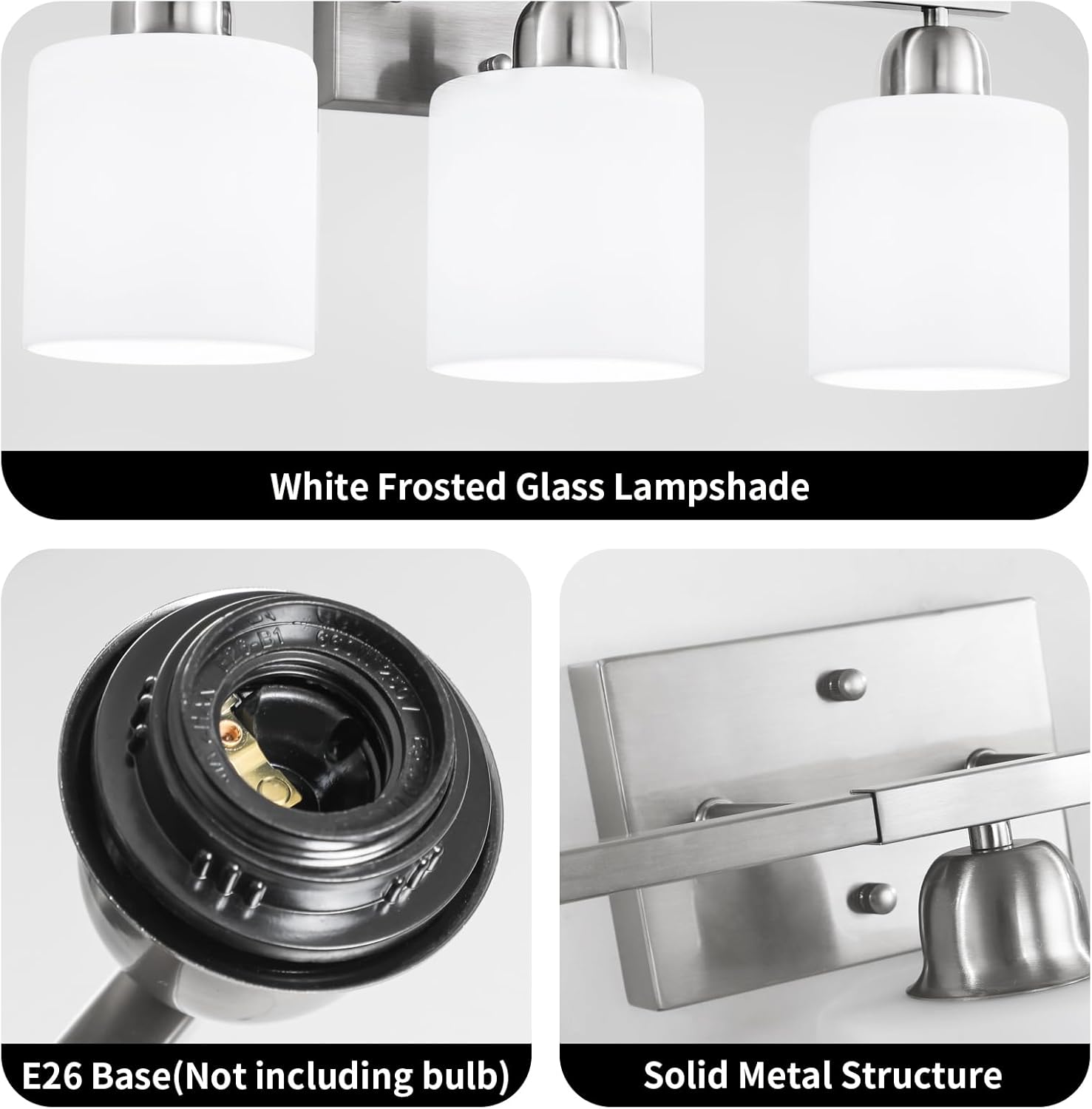 FAISHILAN 5-Light Vanity Light Brushed Nickel with Frosted Glass Shade