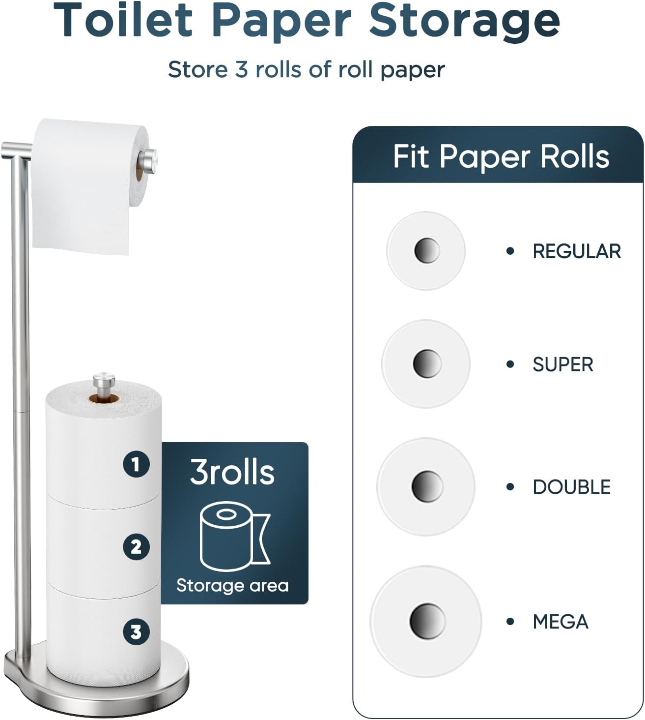 Theaoo Heavy-Duty Toilet Paper Holder Stand 1