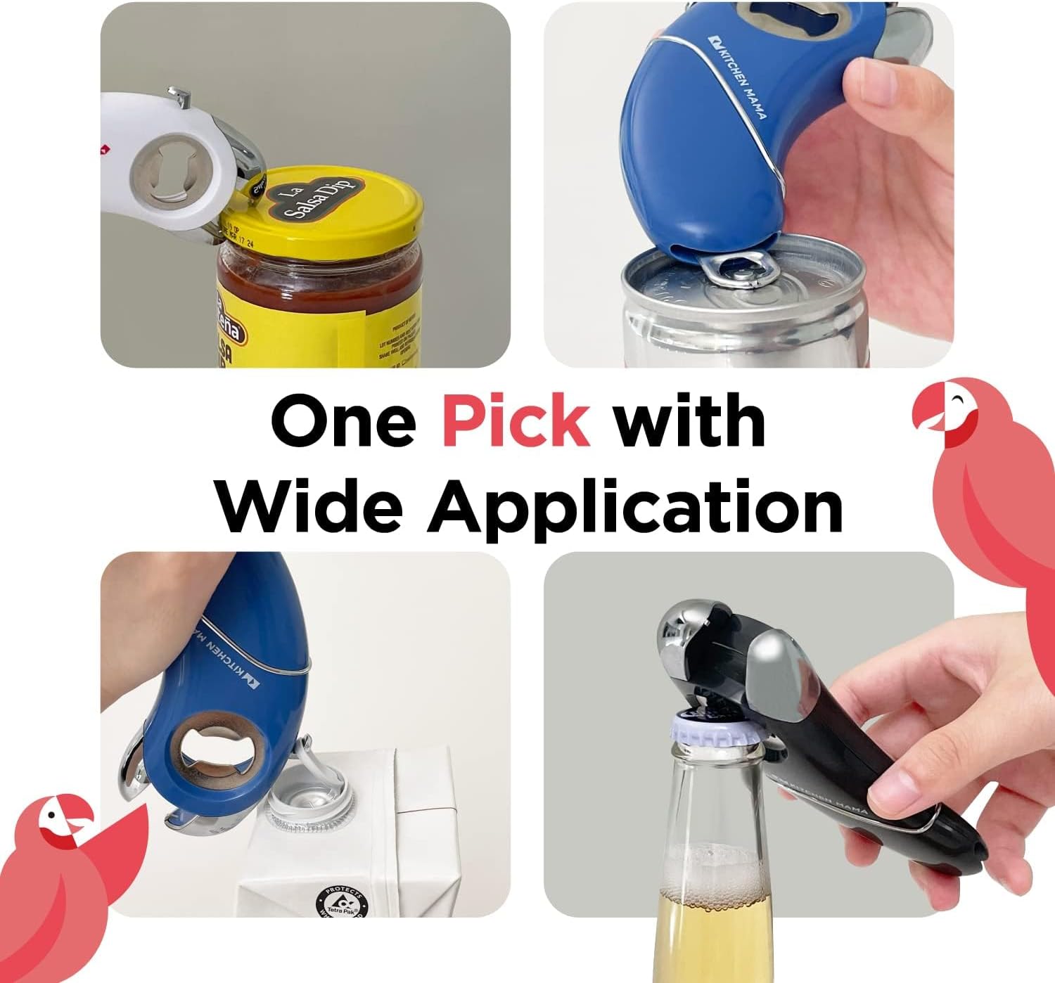 Kitchen Mama Epic One Multifunction Opener - Red