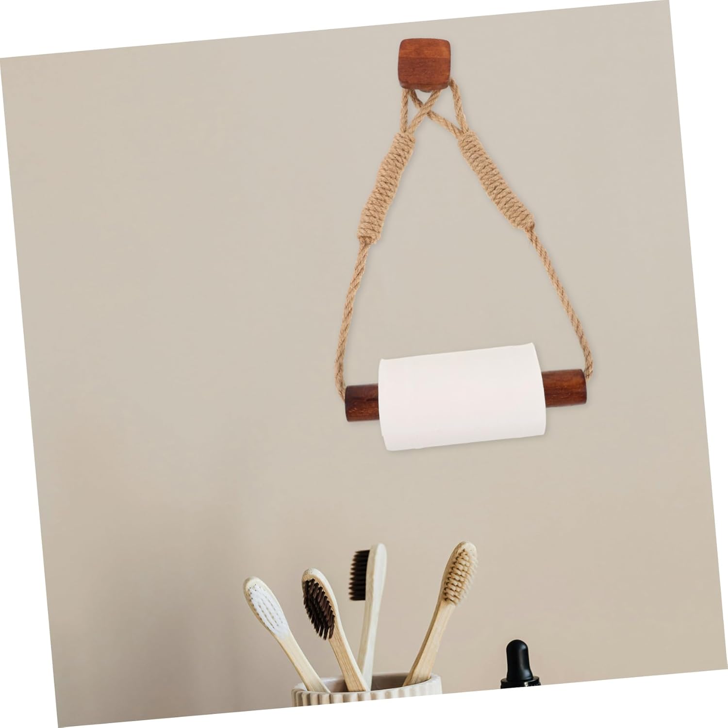 Zerodeko Hand Woven Toilet Paper Holder Walnut Color