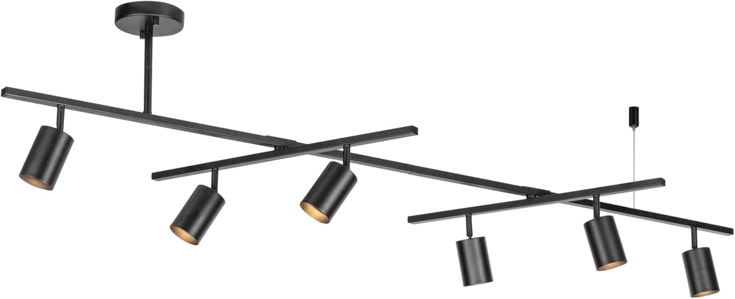 Globe Electric 59829 6-Light Track Lighting Matte Black Center Swivel