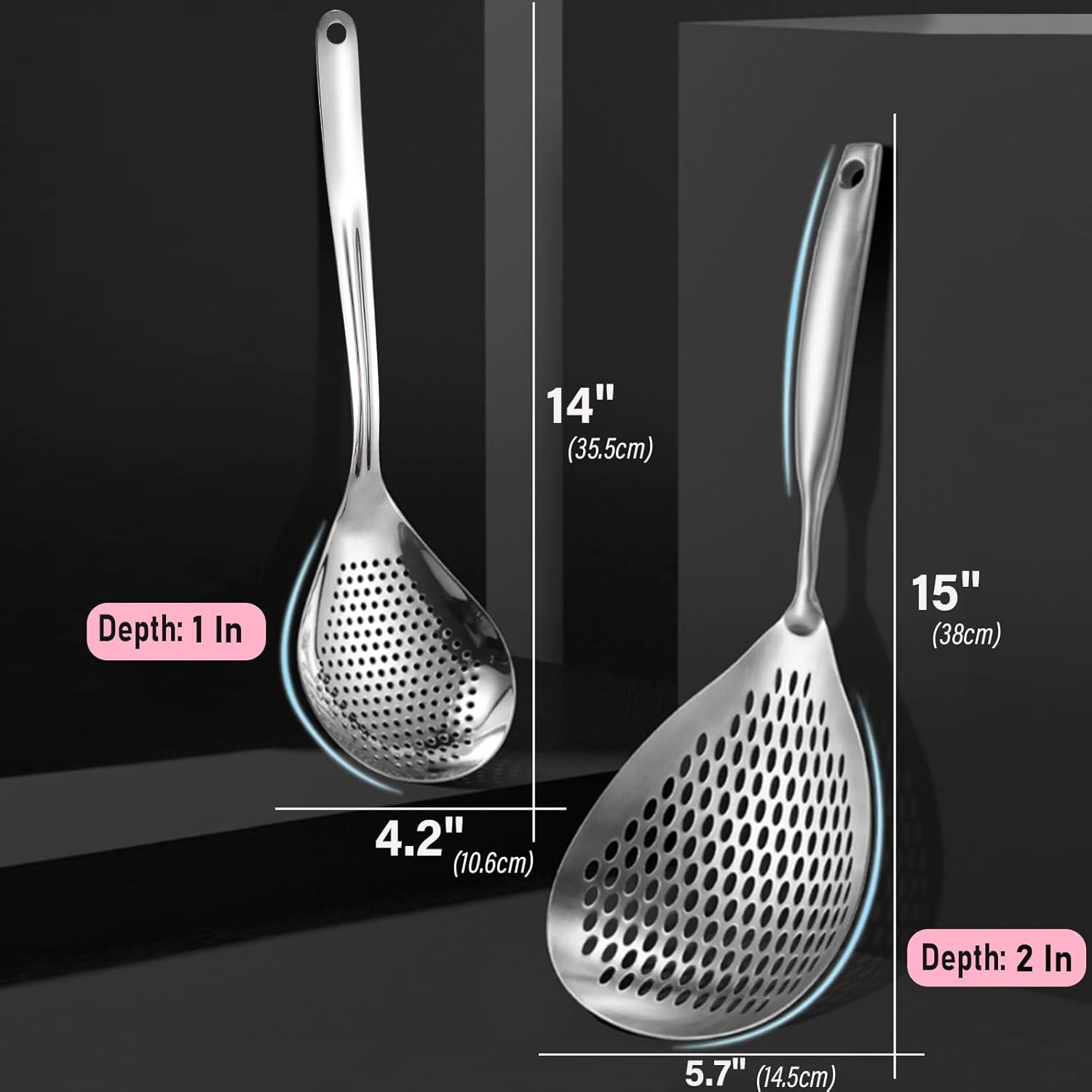 KAYCROWN Skimmer Slotted Spoon 2 Pack Stainless Steel