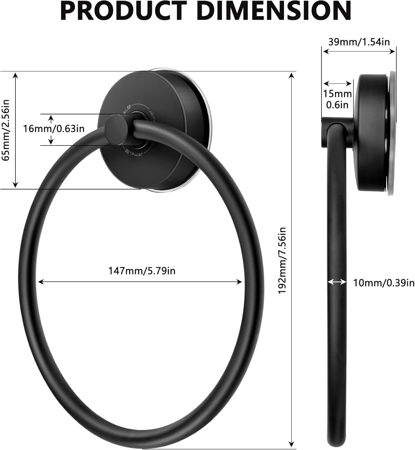 JOMOLA Suction Towel Ring Matte Black 1
