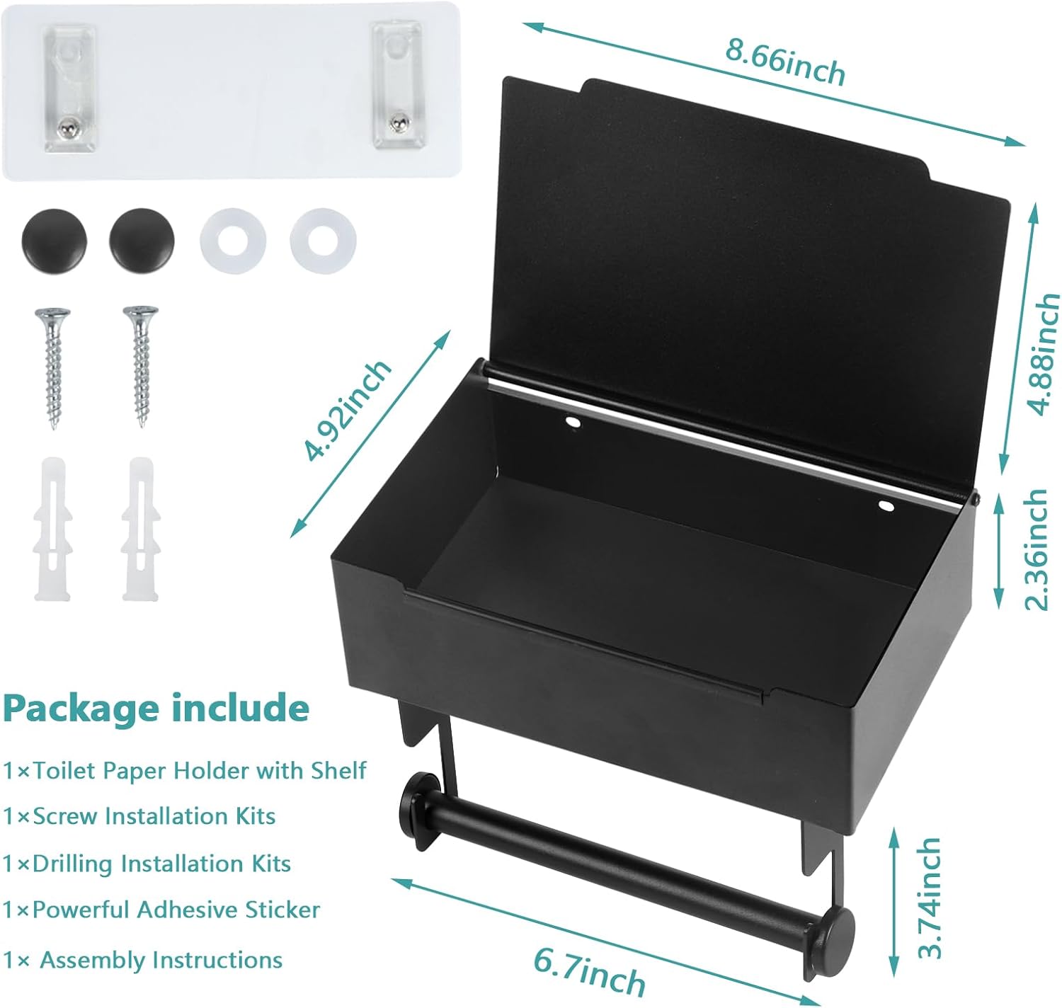 NATUREKIT Stainless Steel Toilet Paper Holder with Storage