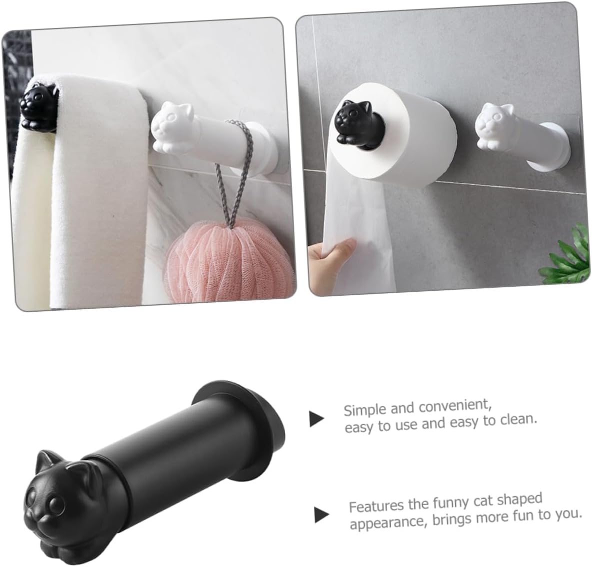 POPETPOP Wall Mounted Toilet Paper Holder Cute Animal Design Space Saving Bathroom Organizer