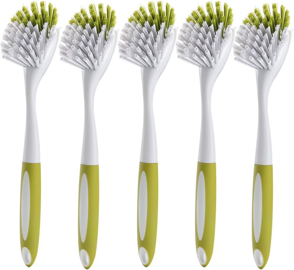 YeuDeuy Scrub Brush with Stiff Bristles 5pcs Yellow-Green