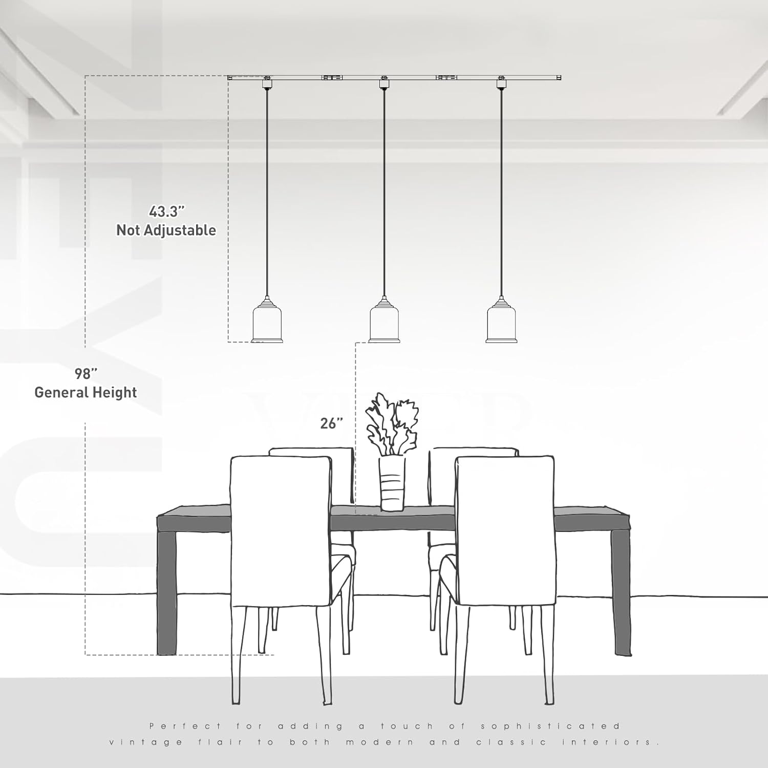 Zeyu 3 Light H Track Pendant Light Fixtures 1