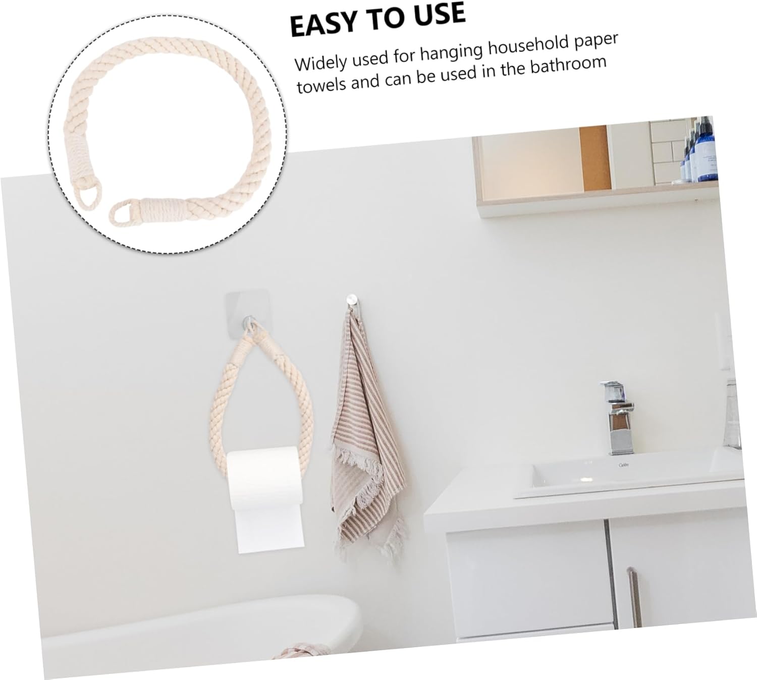 Rope Hanging Toilet Paper Holder Wall Mounted