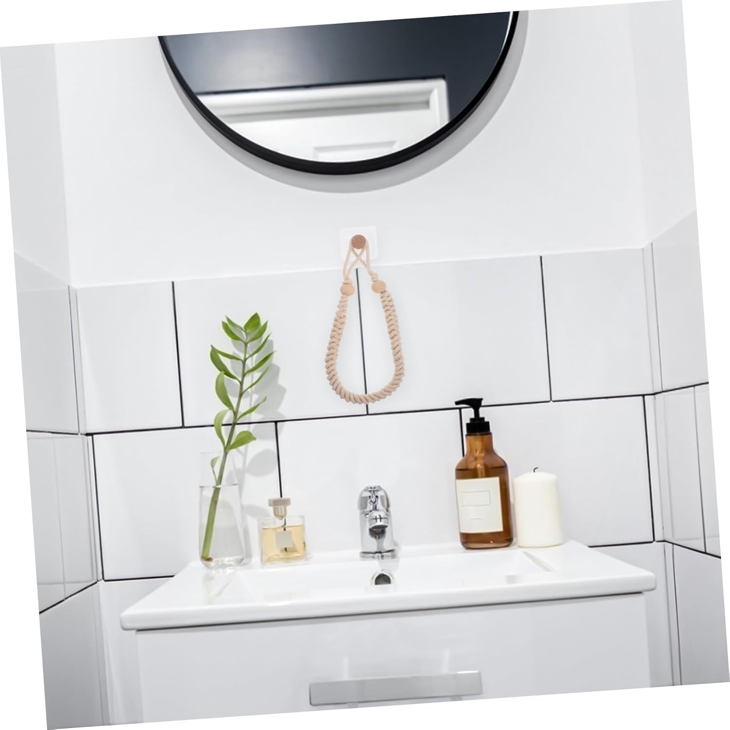 Alipis Beige Woven Cotton Rope Toilet Paper Holder 1