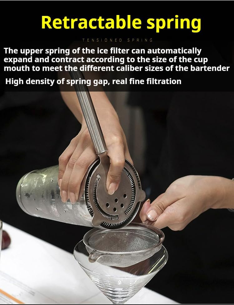 YUHWYI Bent Handle Cocktail Strainer - 4 Colors
