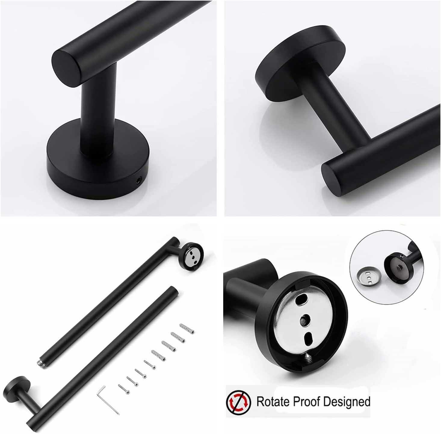 TAUN 24 Inch Matted Black Towel Bar 2 Pack