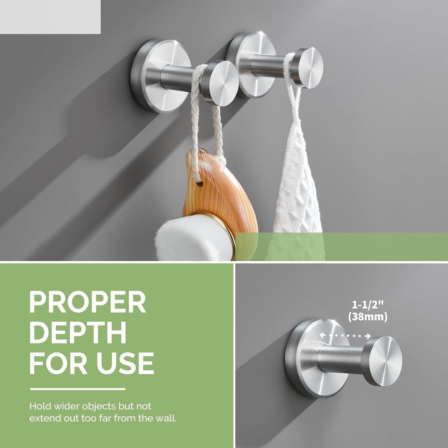 Angle Simple 2 Pack Towel Hook Brushed Nickel SUS304 Stainless Steel