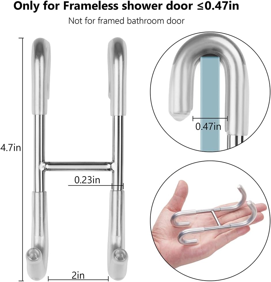 NINETREX Shower Door Hooks 4 Pack Silver