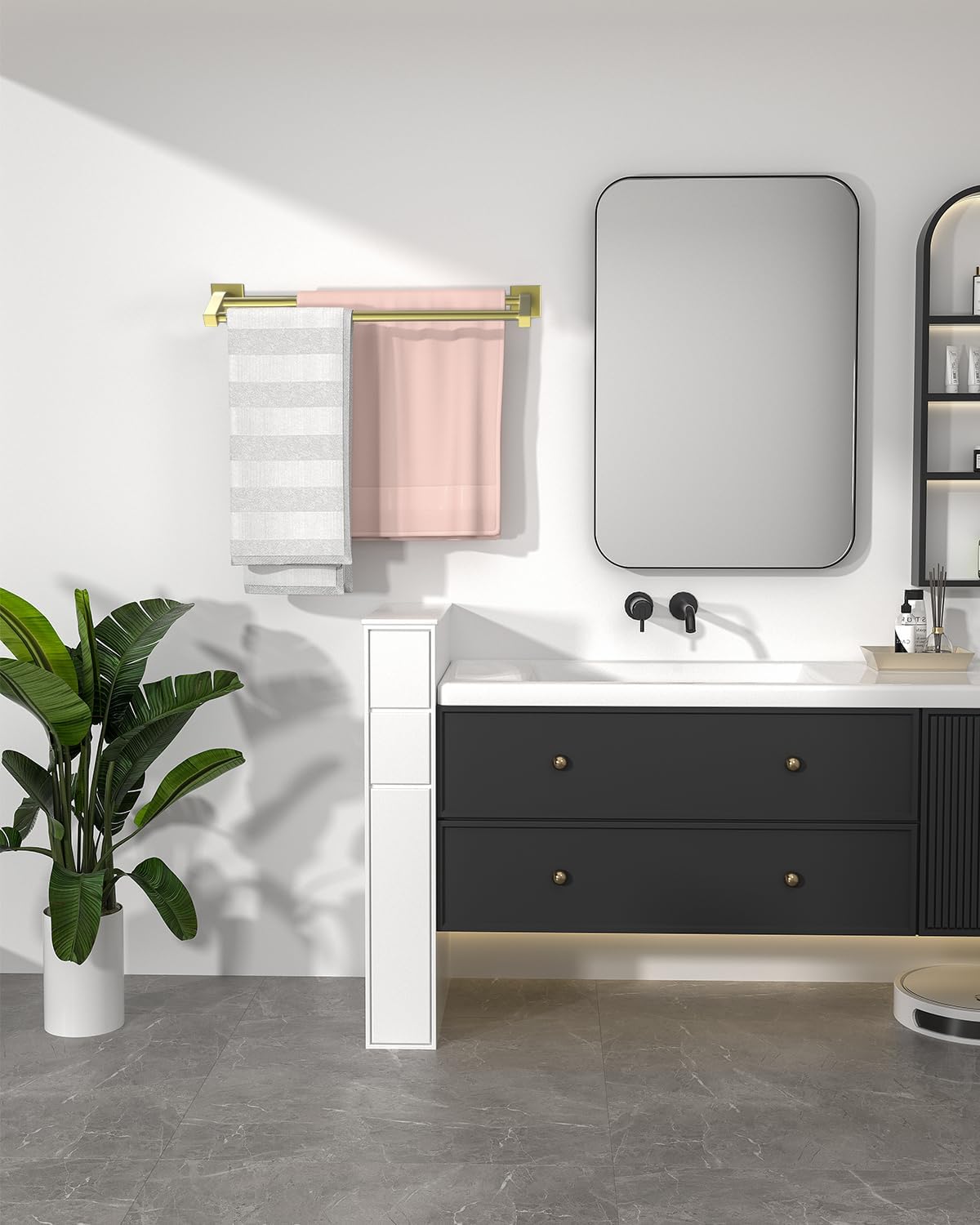 Alise Premium Double Towel Bars with Brushed Gold Finish