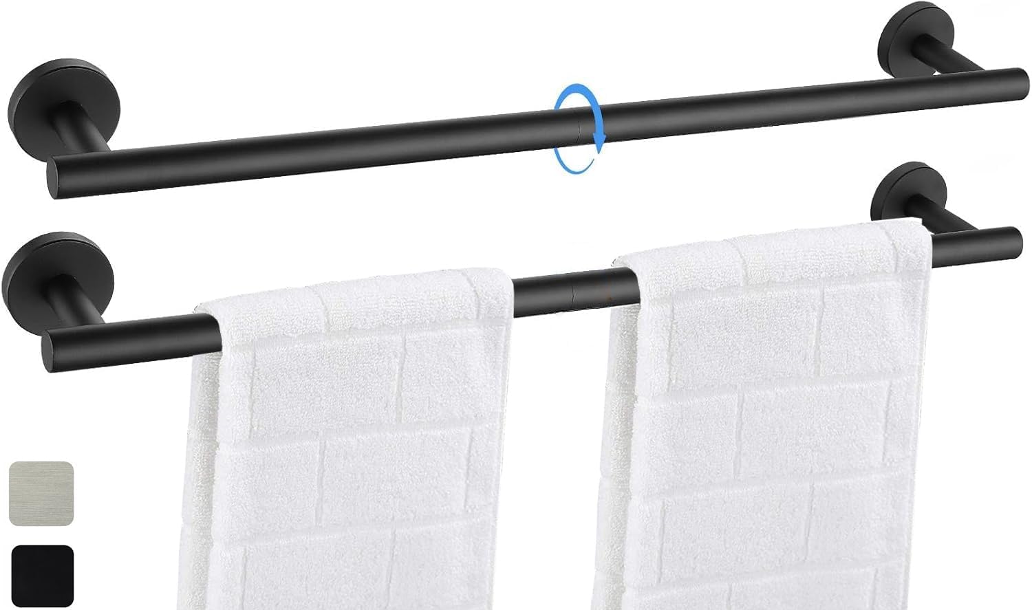 TAUN 24 Inch Matted Black Towel Bar 2 Pack