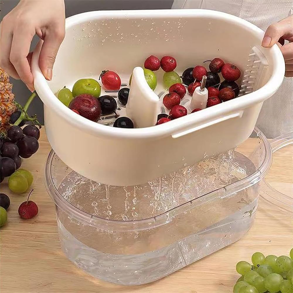 Fruit Cleaner Spinner with Brush and Lid