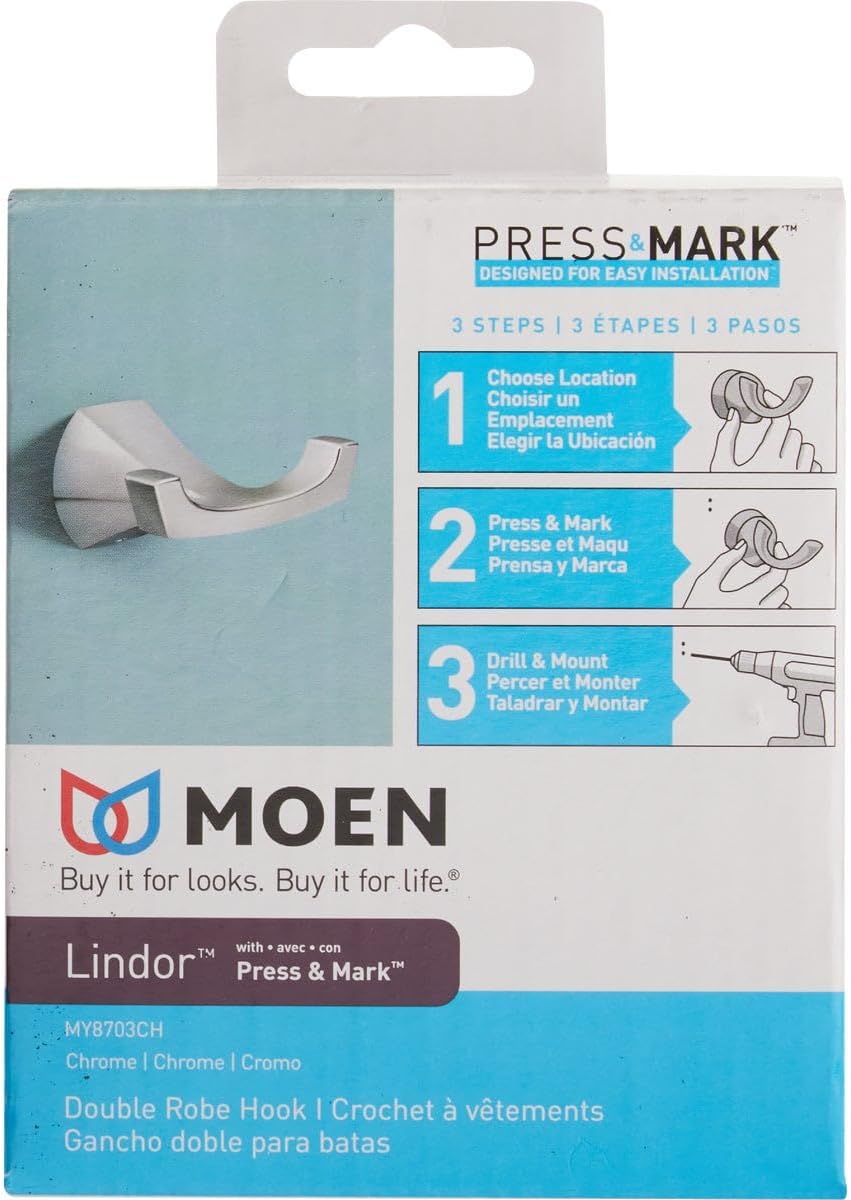 Moen MY8703CH Lindor Chrome Double Robe Hook 1