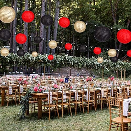 Zilue 15pcs Black Gold Red Paper Lanterns Set