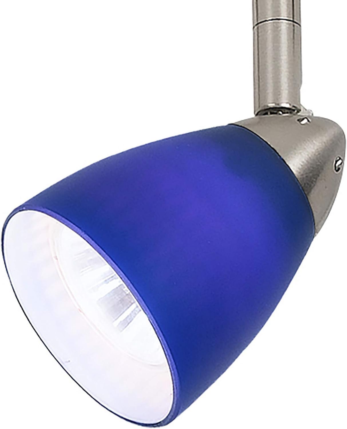 Benzara Adjustable Track Light Head with Blue Glass Shade 1