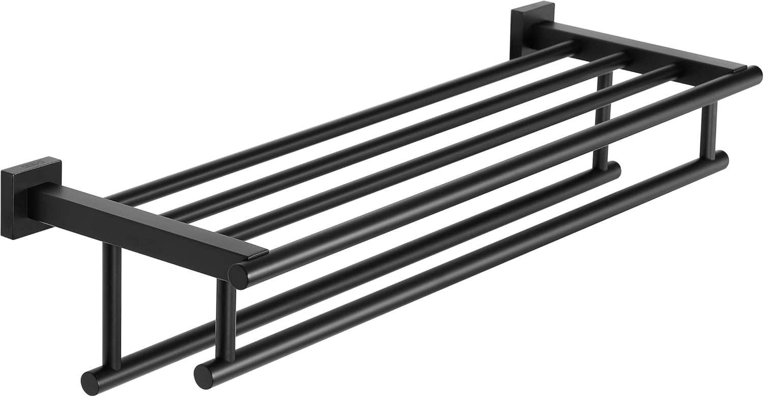 SEIDO Double Towel Bar 24 Inch Matte Black Stainless Steel 1
