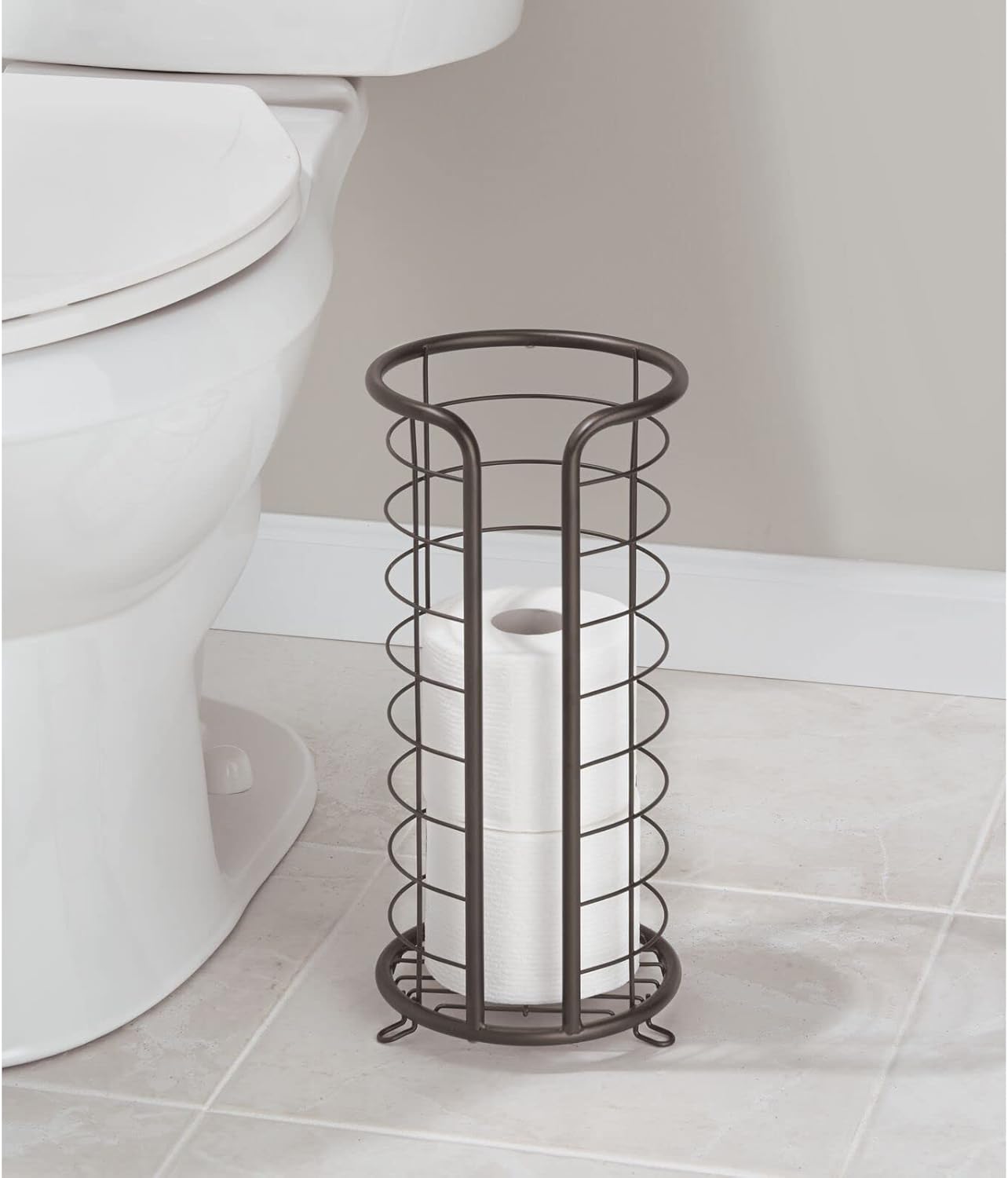 mDesign Bronze Toilet Paper Holder for 3 Rolls