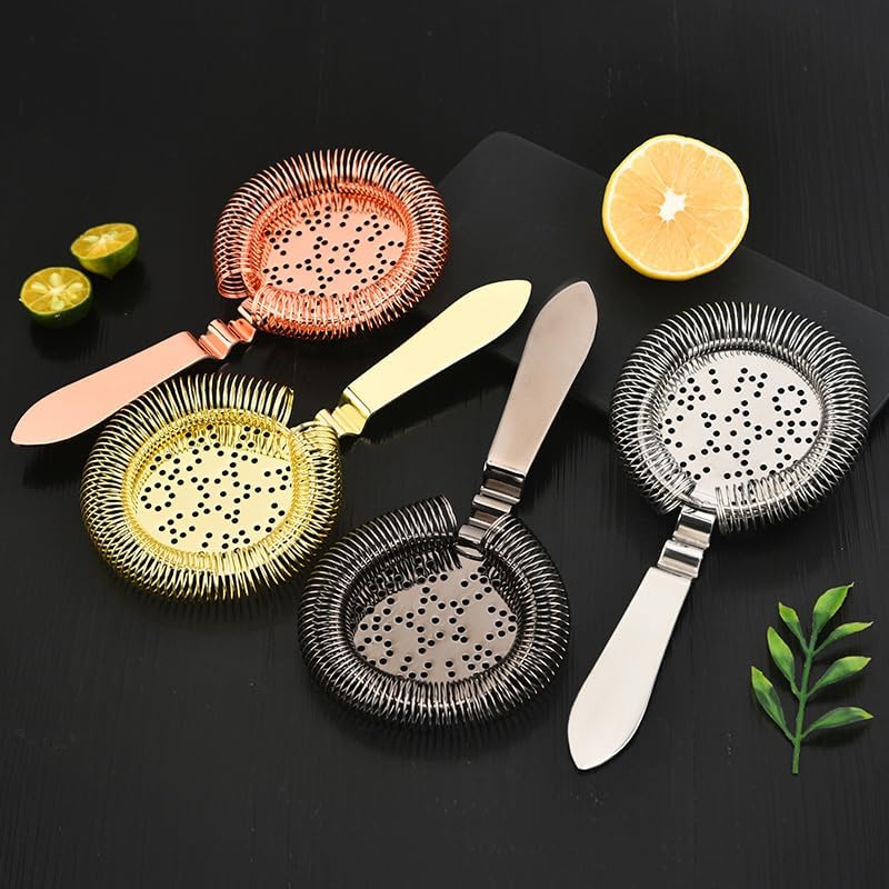 YUHWYI Bent Handle Cocktail Strainer with 4 Colors