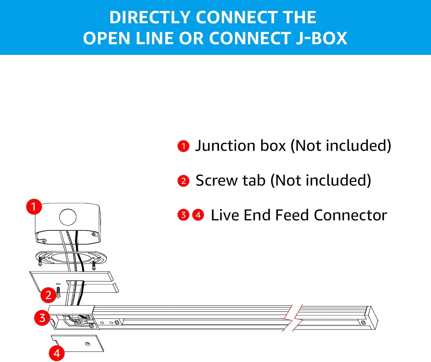 LEONLITE H Track Live End Feed Connector 3-Wire-1 Circuit Black