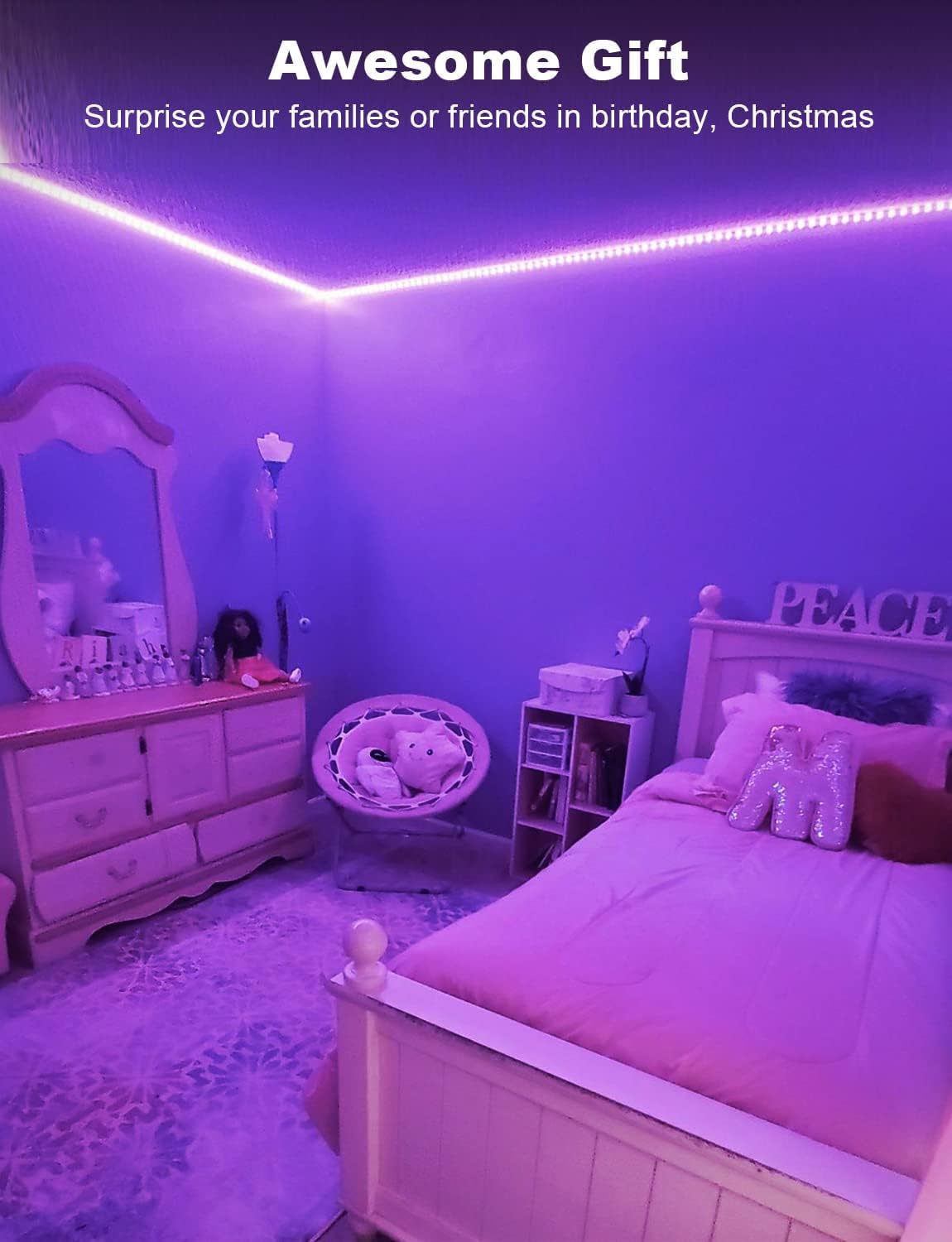 DAYBETTER 300ft RGB LED Strip Lights for Bedroom with App Control