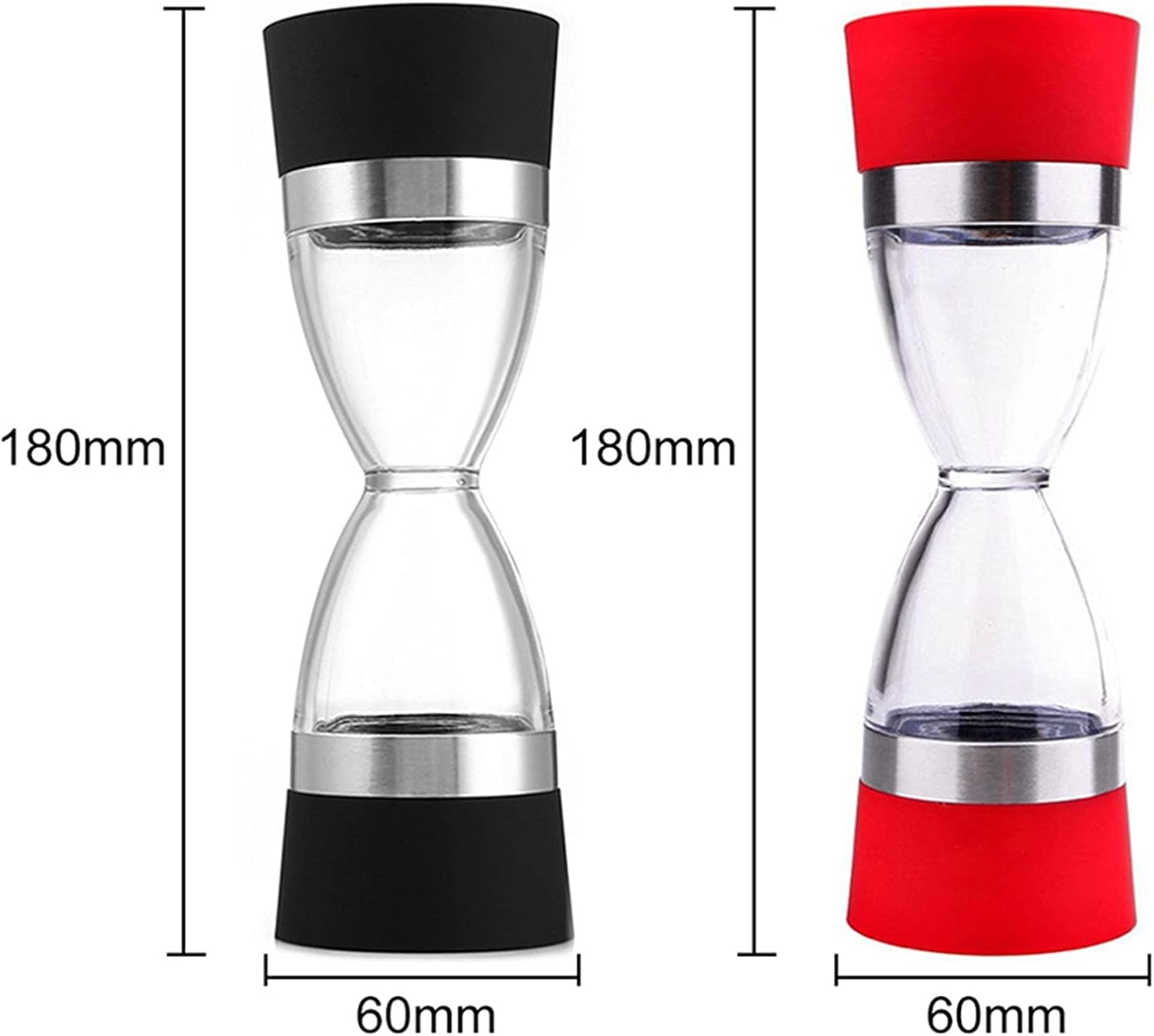 LEIXIUSM Salt and Pepper Mill Shaker 2 in 1 Hourglass Shape