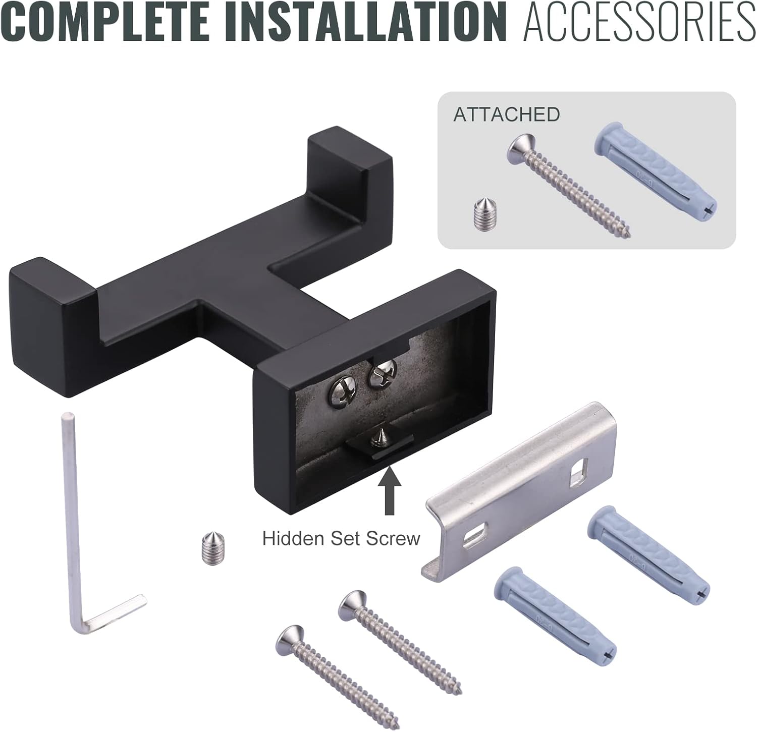 IVIGA Double Bathroom Towel Hook - Matte Black