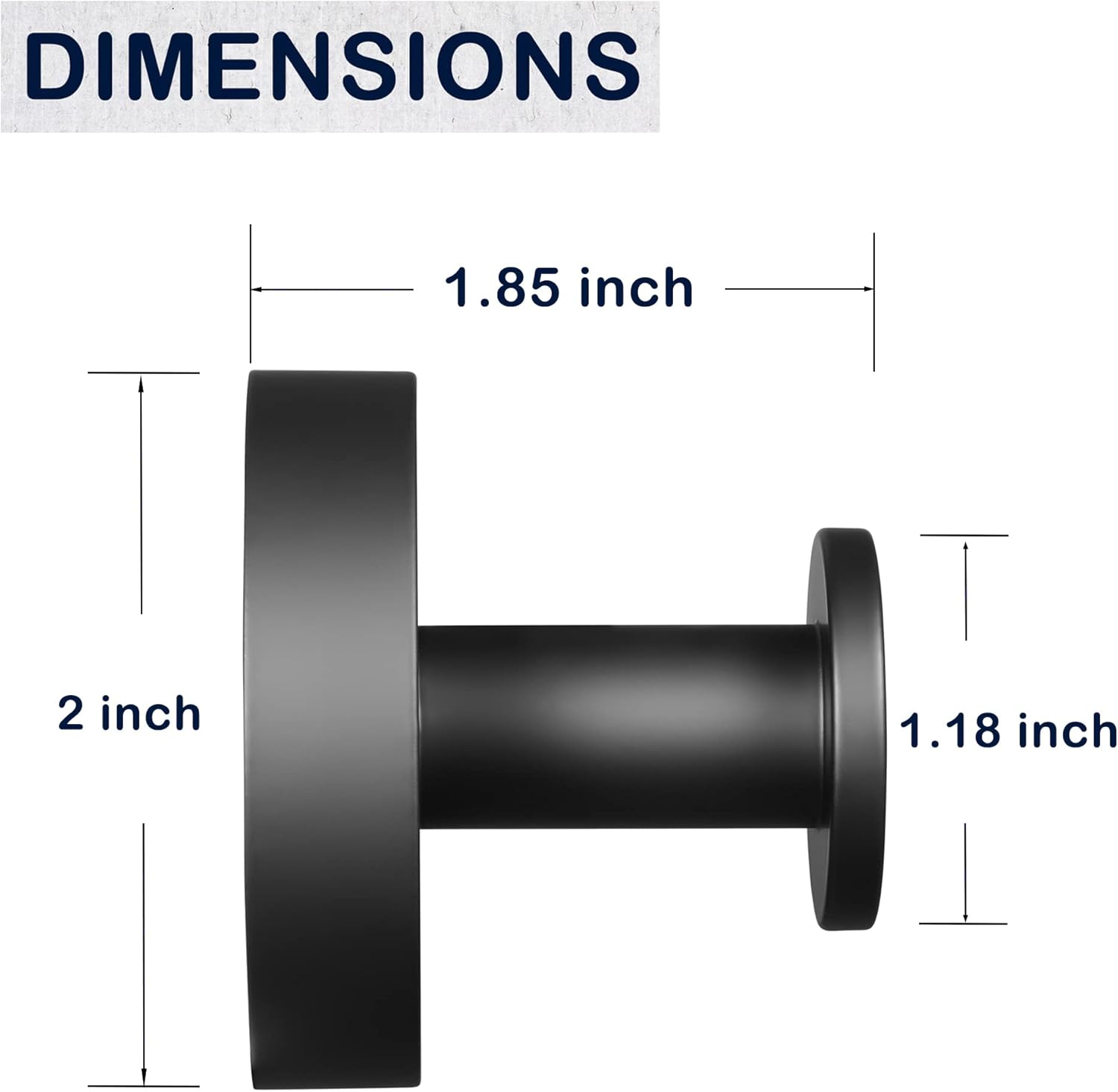 2-Pack Matte Black Towel Hooks for Bathroom and Bedroom