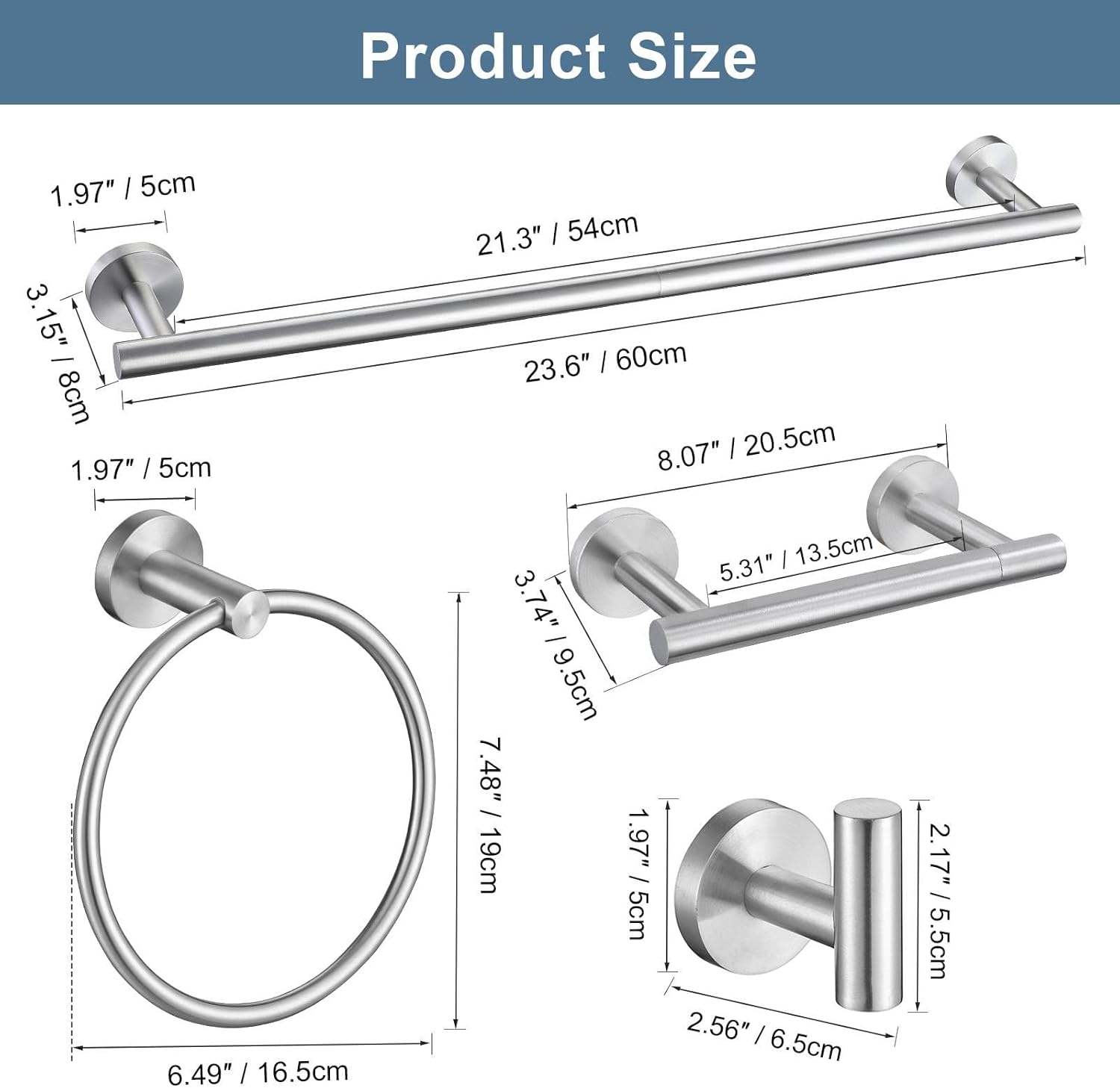 5 Piece Brushed Nickel Towel Bar Set