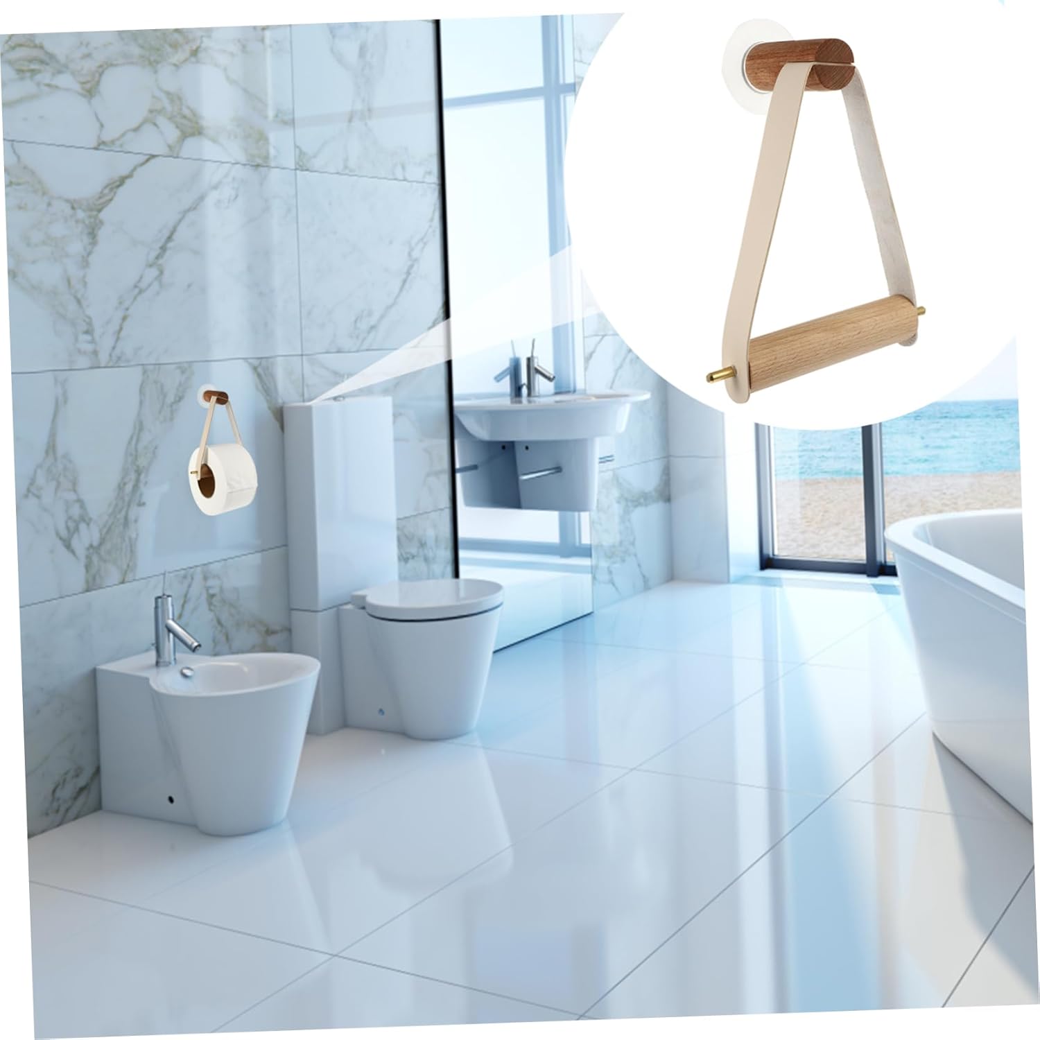 HOMSFOU Wall Mounted Toilet Paper Holder with Towel Rack