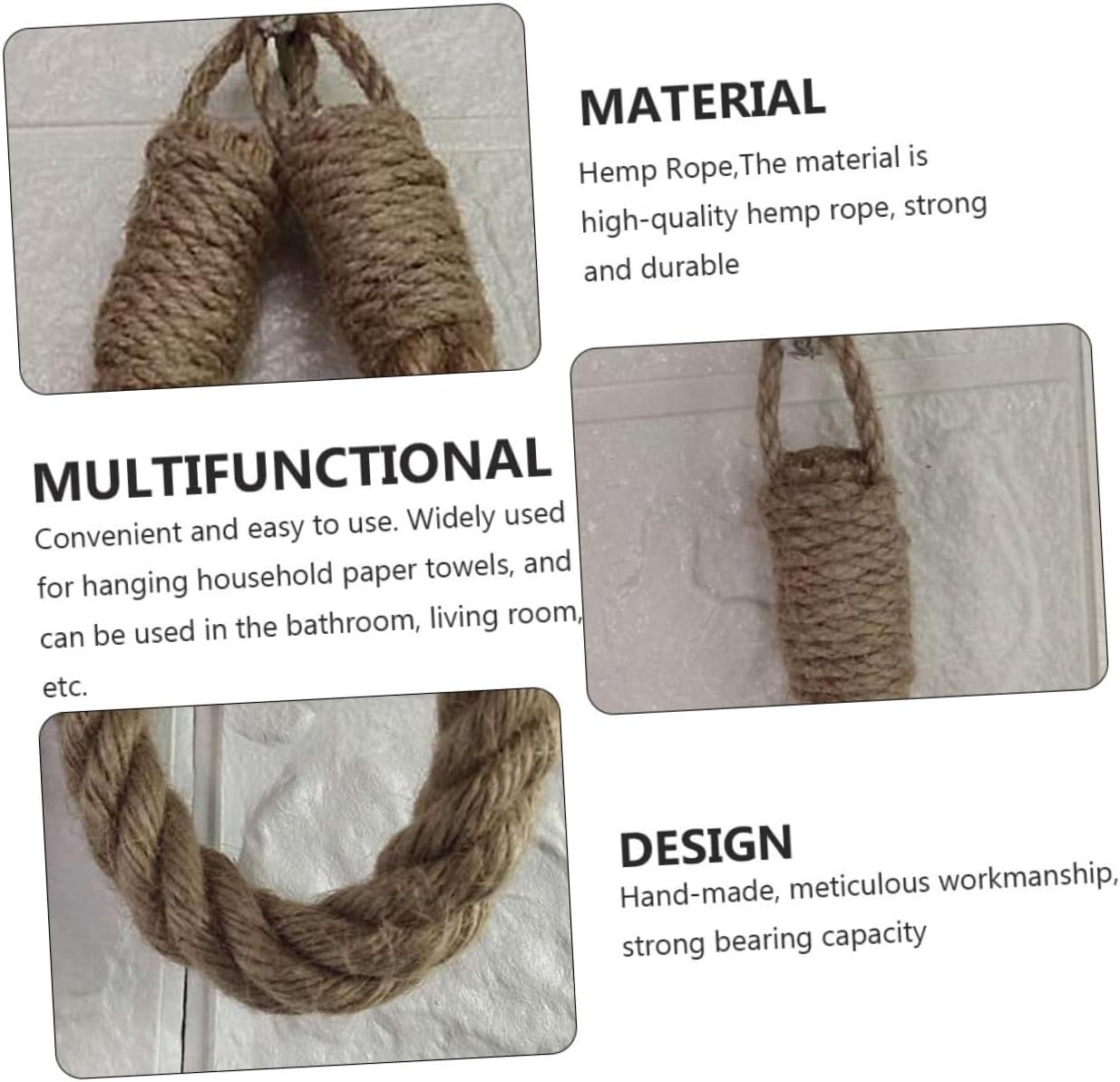 FIXOSHEE Retro Hanging Toilet Paper Holder with Rope Design