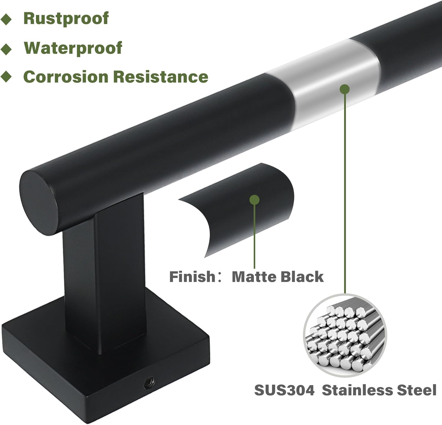 Alise 32 Inch Matte Black Towel Bar for Bathroom