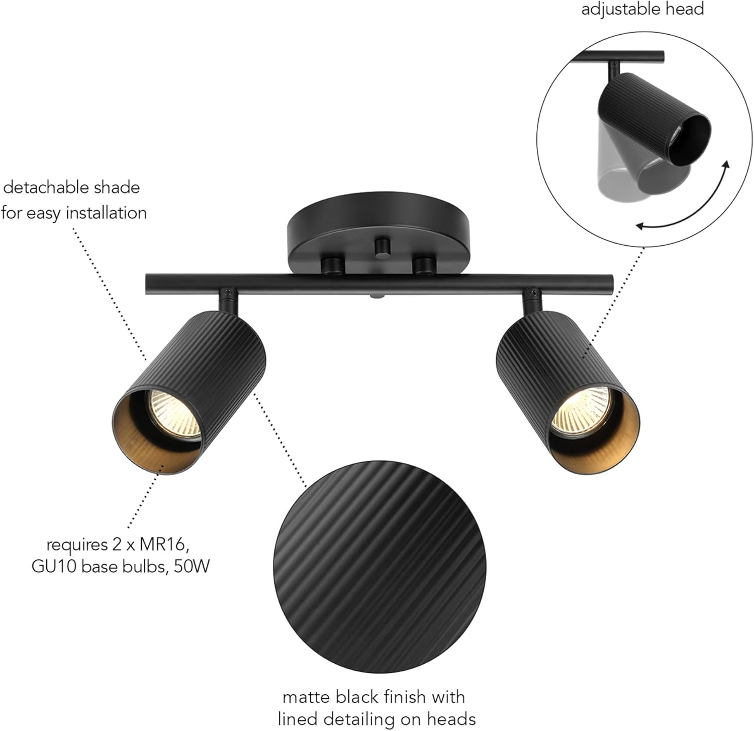 Globe Electric 12 2-Light Track Lighting with Matte Black Shades 1