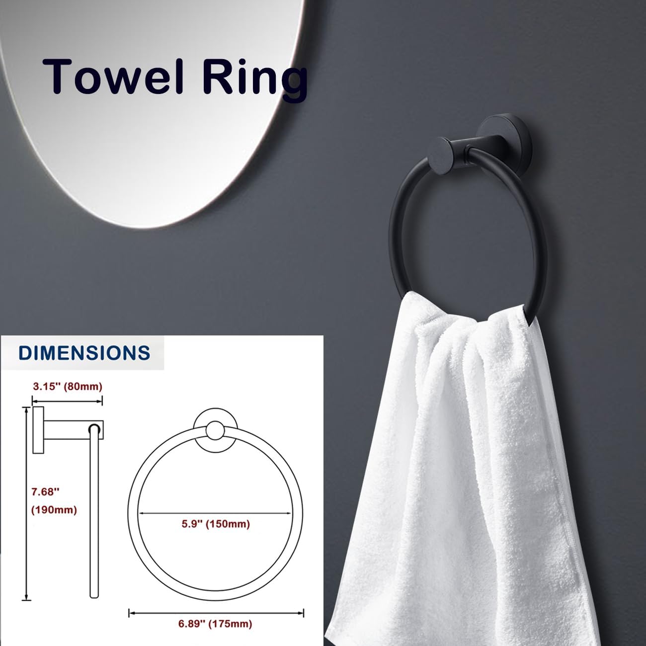 JAAWAN 5-Piece Matte Black Bathroom Hardware Set