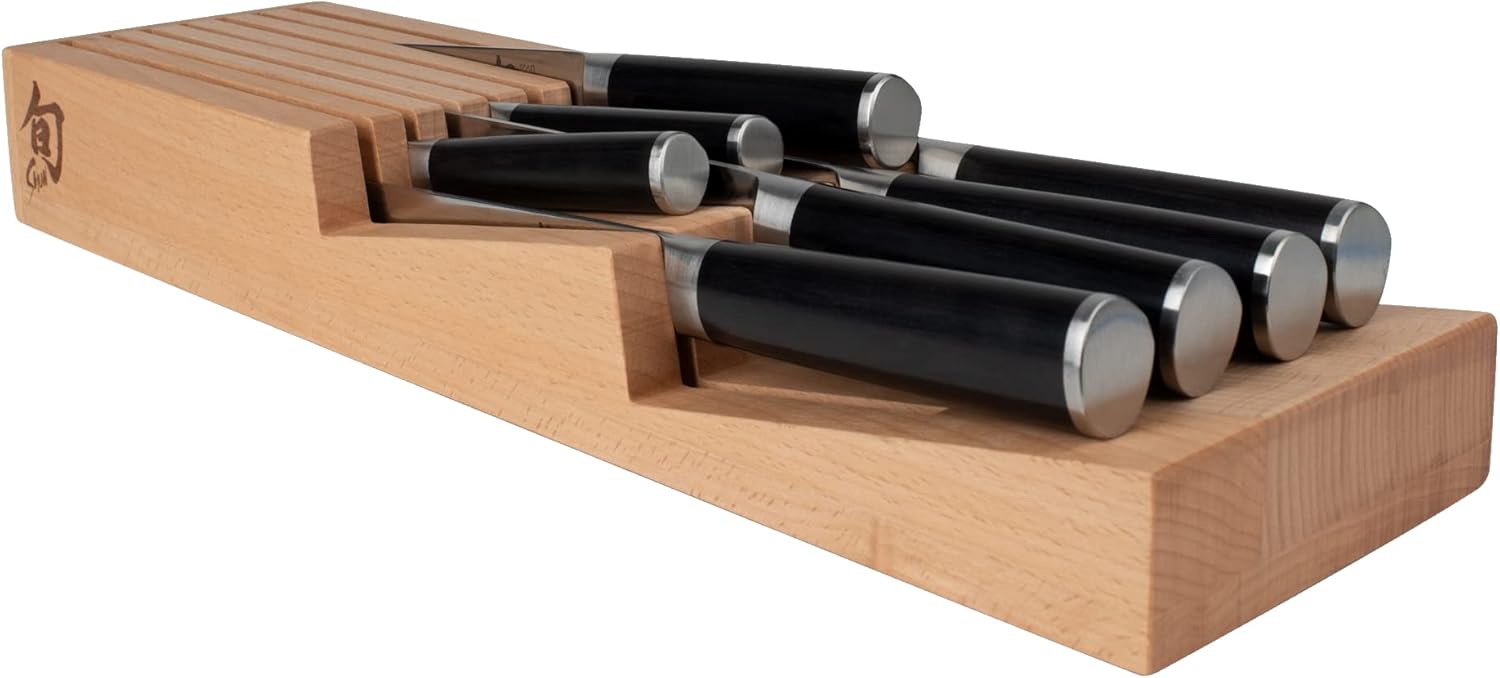 Shun Drawer Knife Tray with 7 Slots and Honing Steel Space 1