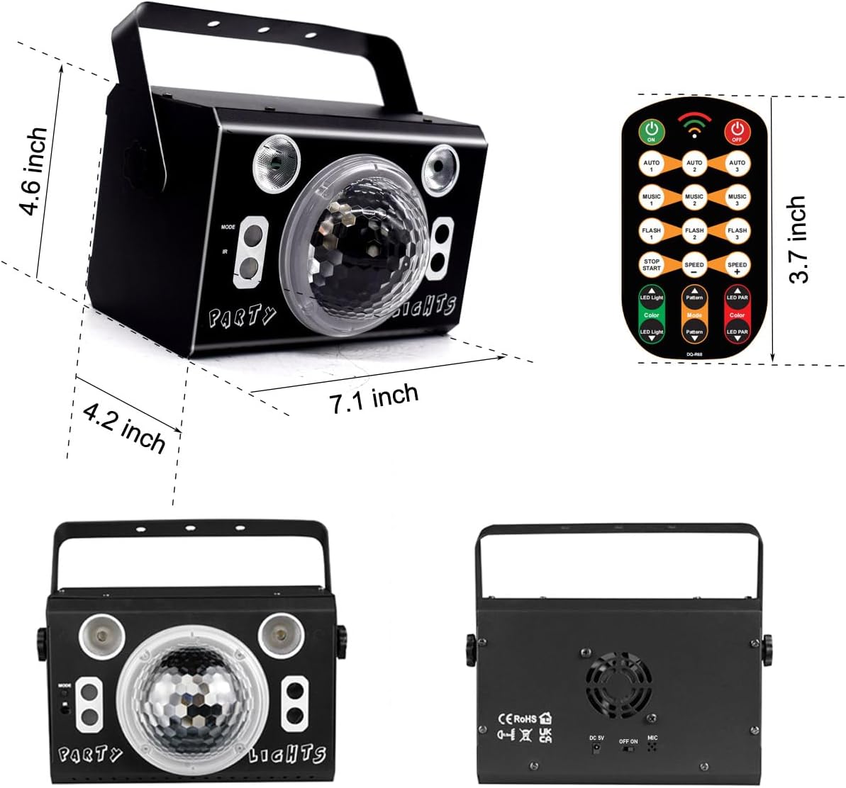 Kismee Sound Activated Disco Ball LED Light Projector