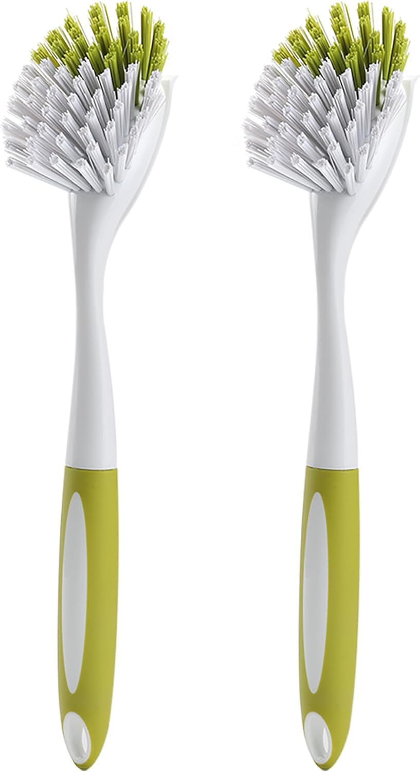 Scrub Brush with Stiff Bristles 2pcs Yellow-Green