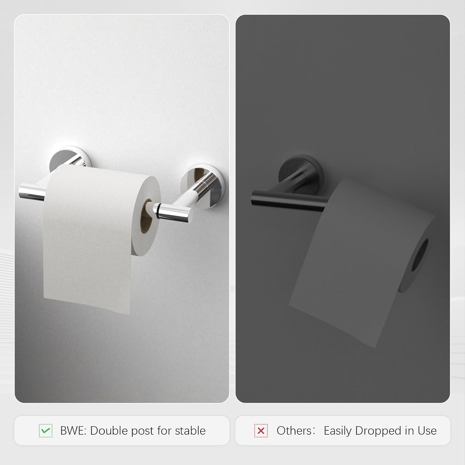 BWE Chrome Double Post Toilet Paper Holder 1