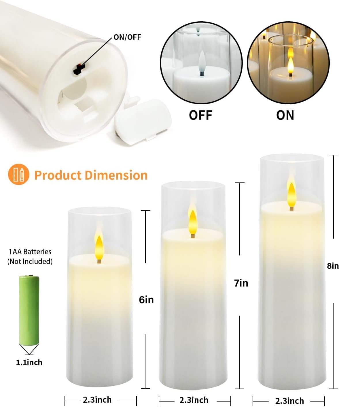 kakoya Flameless Candles with Remote and Timer Pack of 9 White